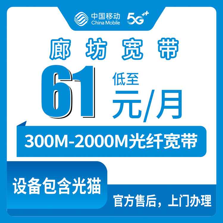 2026年9月上旬河北省廊坊永清县移动宽带多少钱一年？300M到2000M哪个套餐划算