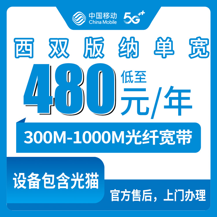 2026年9月上旬云南省西双版纳勐海县移动宽带怎么办理？300M/500M/1000M包年套餐详情与安装避坑指南