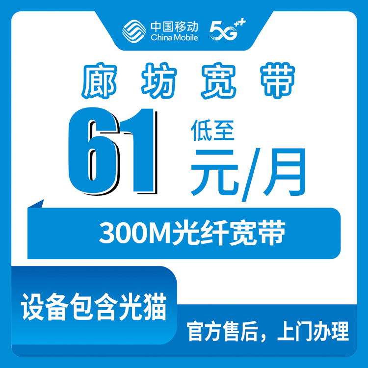 2026年10月下旬河北省廊坊市大城县装移动300M融合宽带，61元每月这套怎么选不踩坑